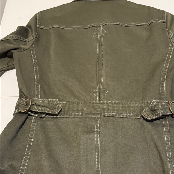 Women Utility Field Safari Cotton Olive Cinched Waist military Jacket Med - Picture 4 of 16